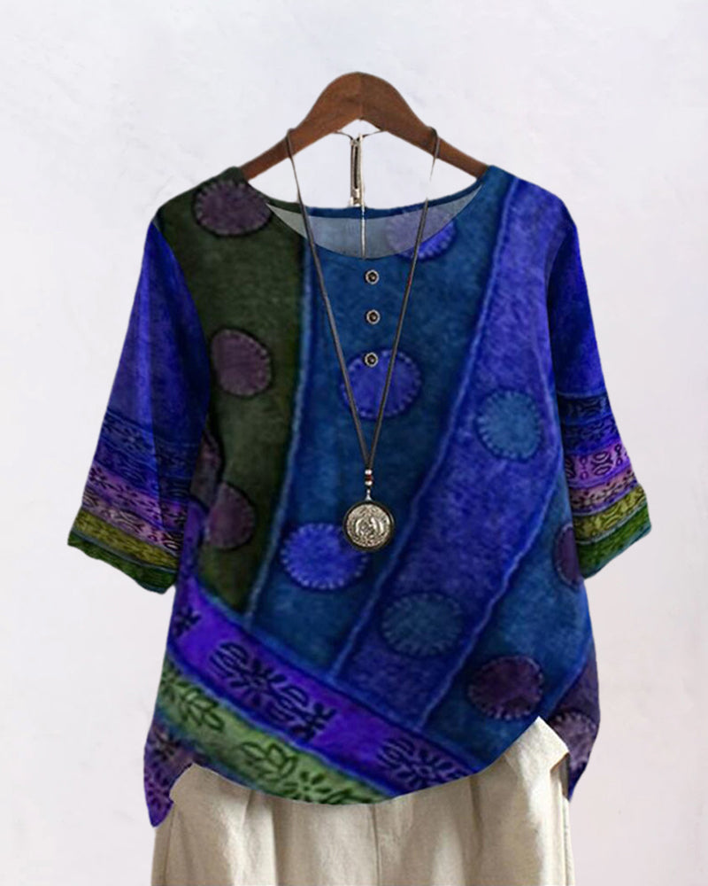 Luźny top z krótkimi rękawami