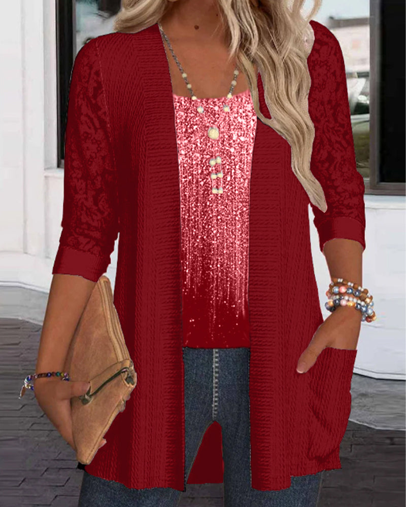 Modny top w imitacji dwuczęściowej konstrukcji