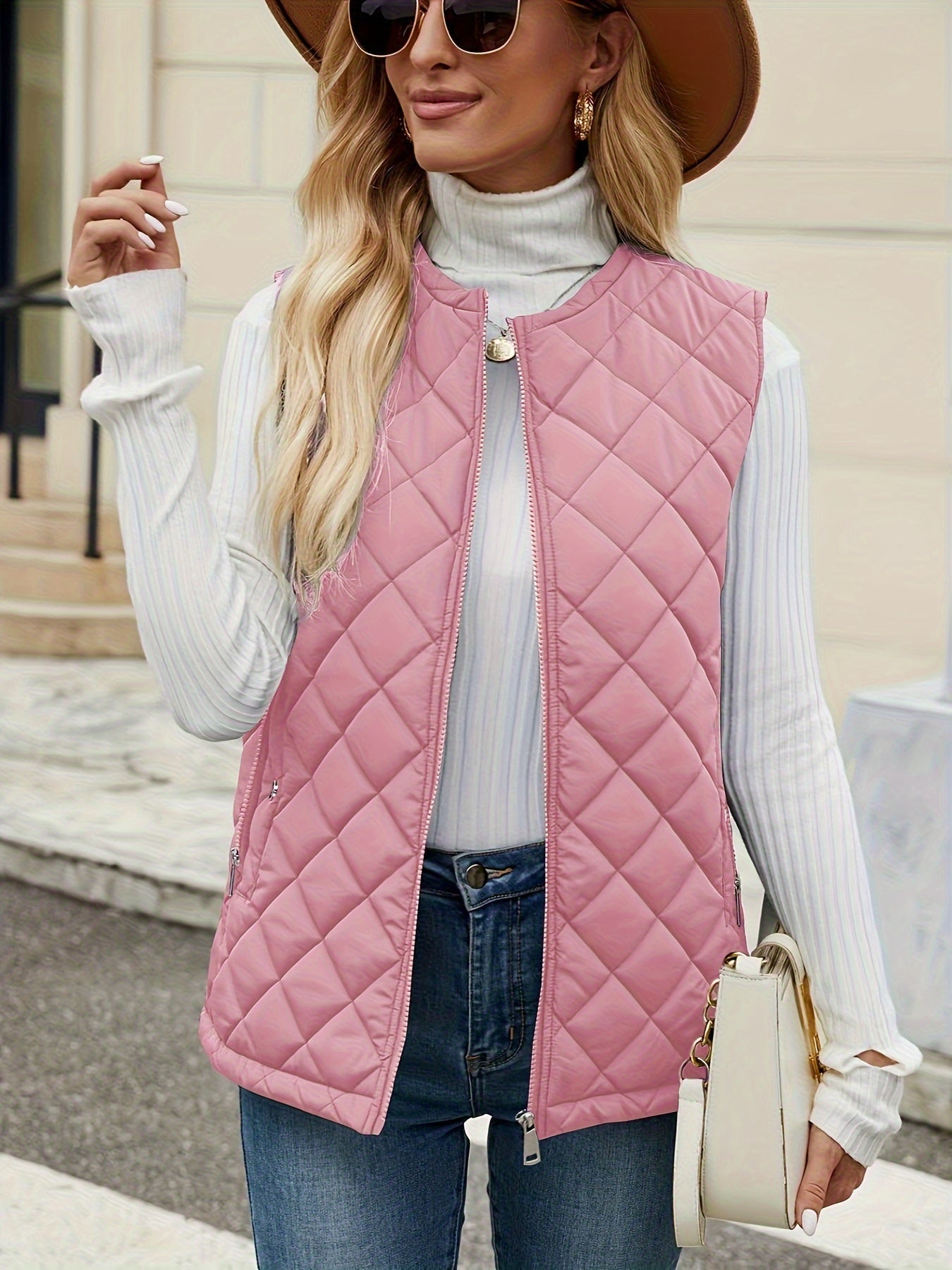 Kamizelka pikowana - stylowa kamizelka damska bez rękawów