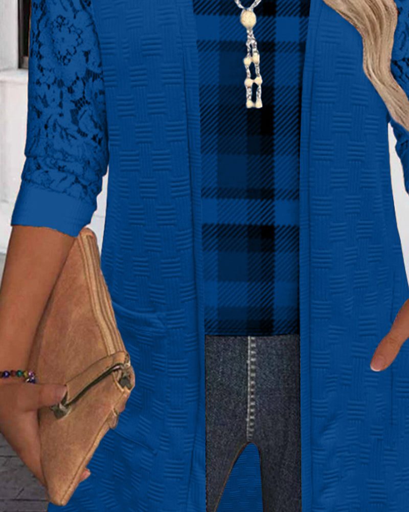 Top z dwuczęściową, imitacją kratki