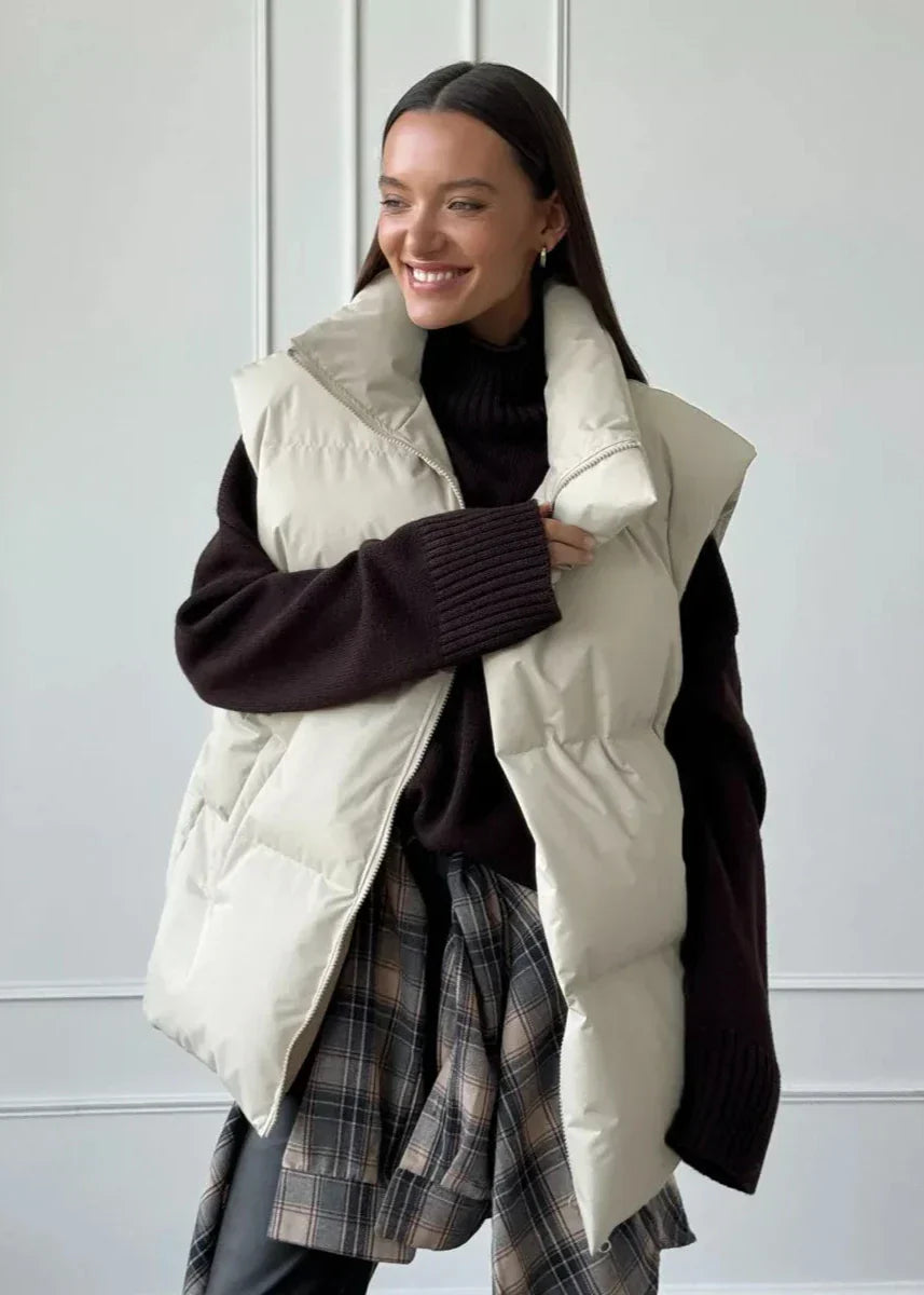 Pikowana kamizelka bawełniana – stylowa damska odzież wierzchnia bez rękawów