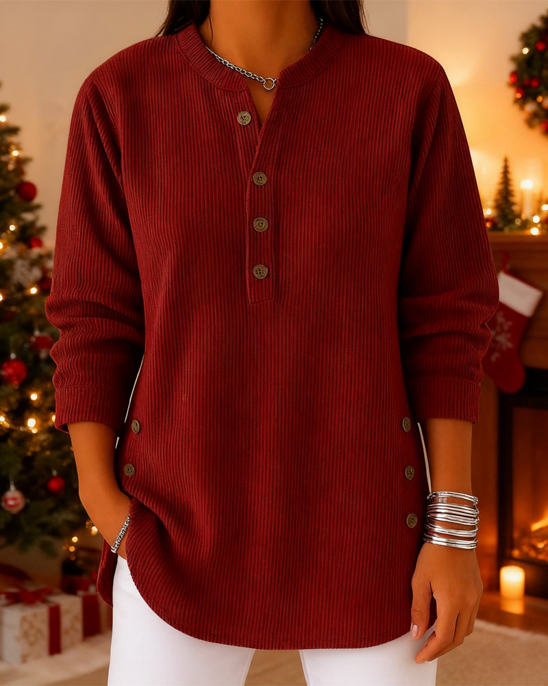 Stylowy top z długim rękawem i zapięciem na guziki