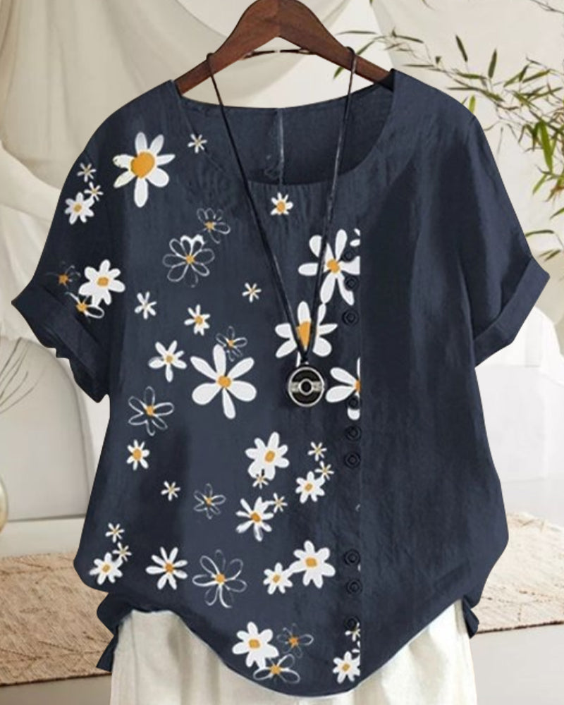 Luźna bawełniana koszula z krótkim rękawem