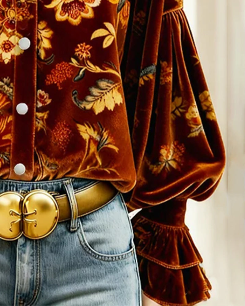 Bluzka z nadrukiem i rękawami typu latarnia