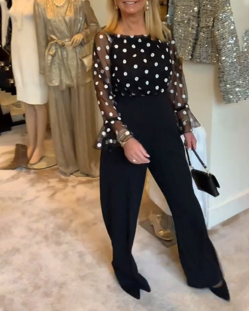 Bluzka casualowa transparentna w groszki