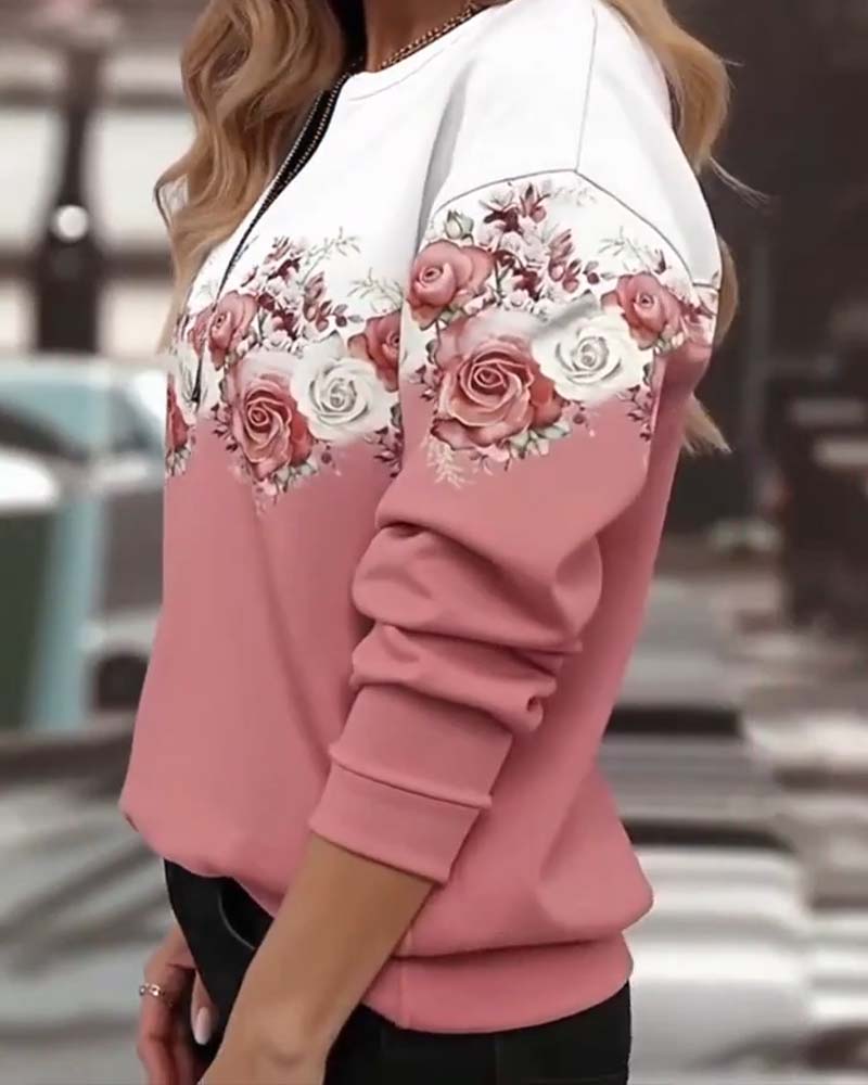 Bluza z okrągłym dekoltem i zamkiem błyskawicznym