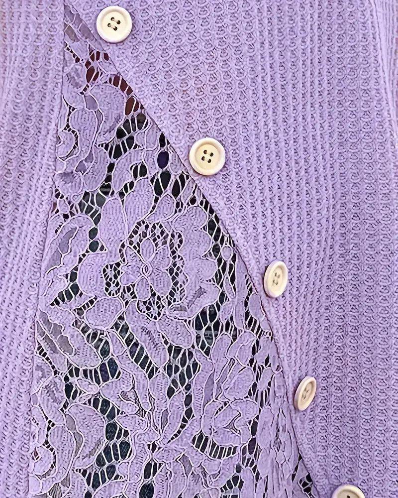 Koszulka z koronką w panelu dzianinowym