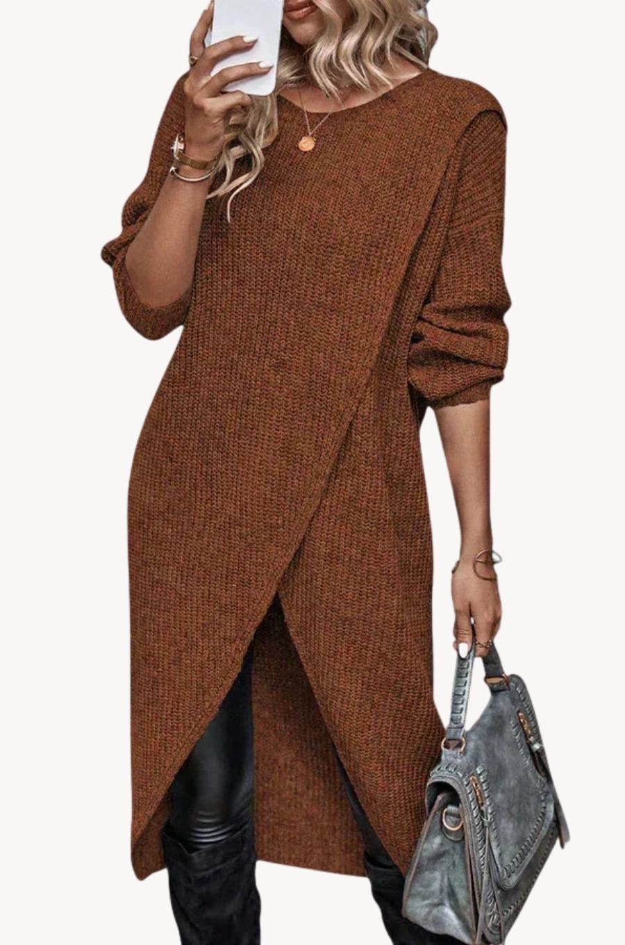 Elsemiek | Elegancka sukienka sweterkowa o prostym kroju