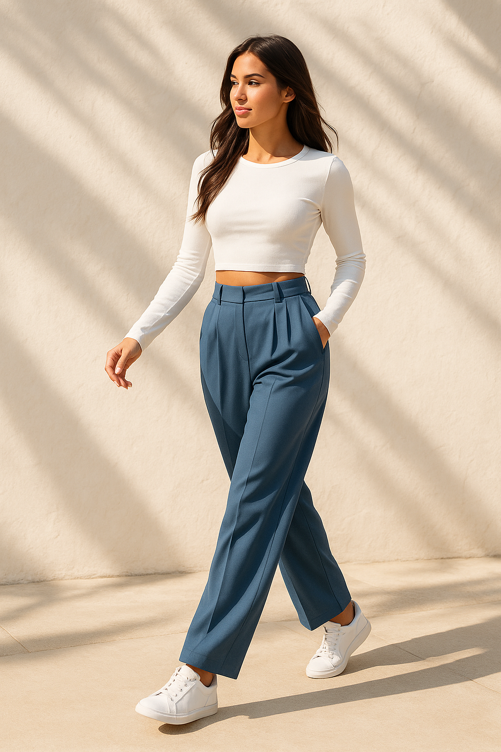 Spodnie z wysokim stanem dla kobiet – eleganckie stylizacje do biura z plisowanymi detalami