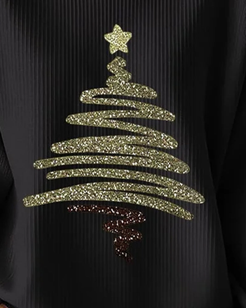 Luźny sweter z nadrukiem świątecznym Gepit