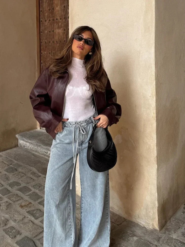 Jeansy casualowe szerokie - śliczne damskie spodnie jeansowe