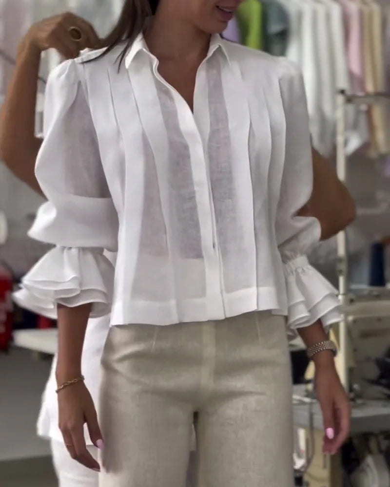 Koszula z bufiastymi rękawami i falbanką