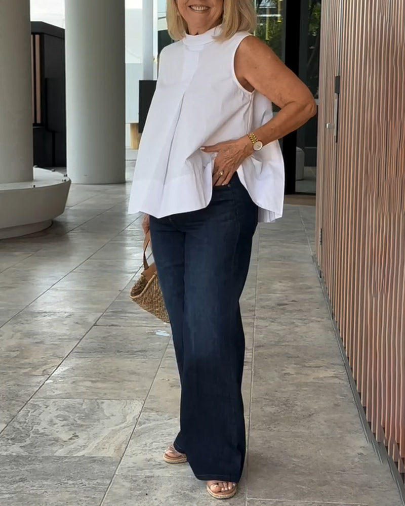 Bluzka bez rękawów prosta prosta