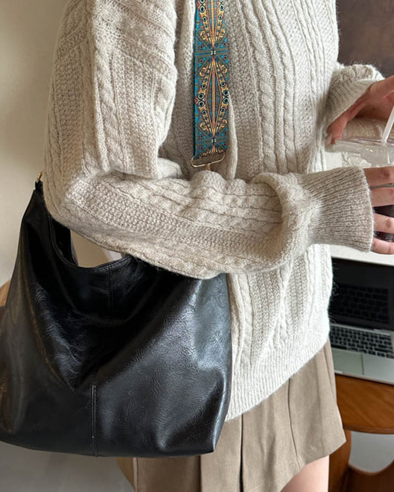 Duża torba wiaderkowa w stylu vintage z paskiem na ramię