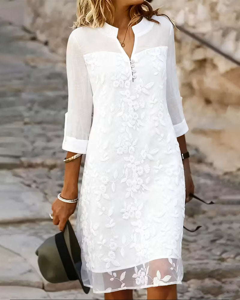 Sukienka Heavy Duty haftowana w jednolitym kolorze