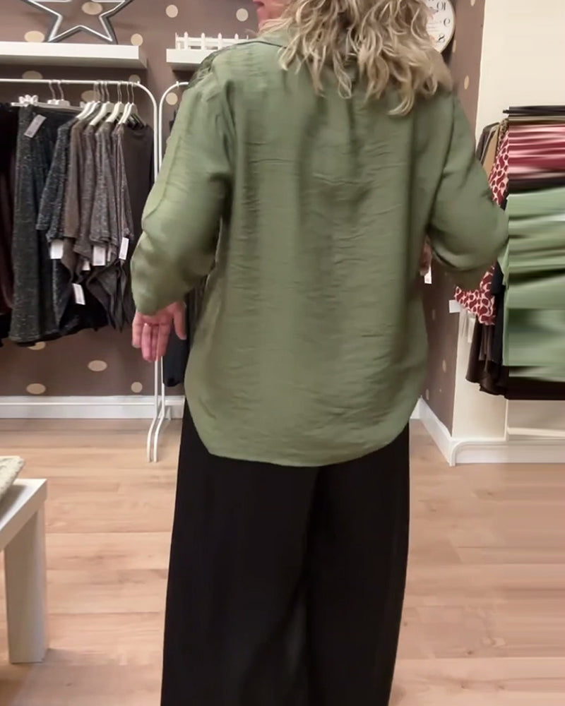 Koszula casualowa z nadrukiem w panterkę na klapach i guzikami