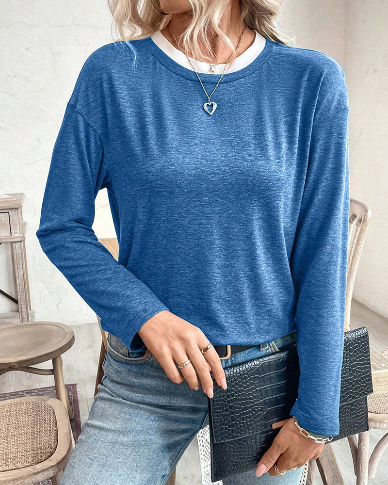 Bluzka z długim rękawem i okrągłym dekoltem