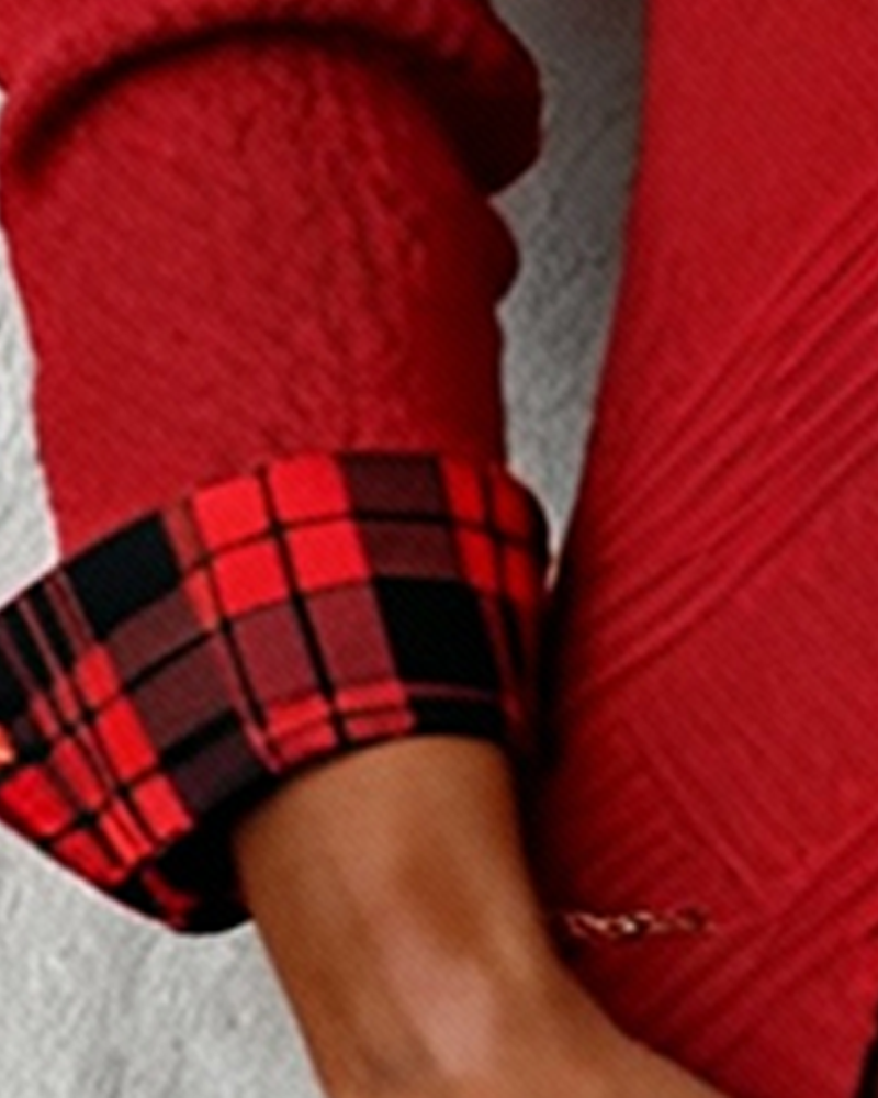 Stylowa bluzka z kratkowanym wzorem patchworkowym