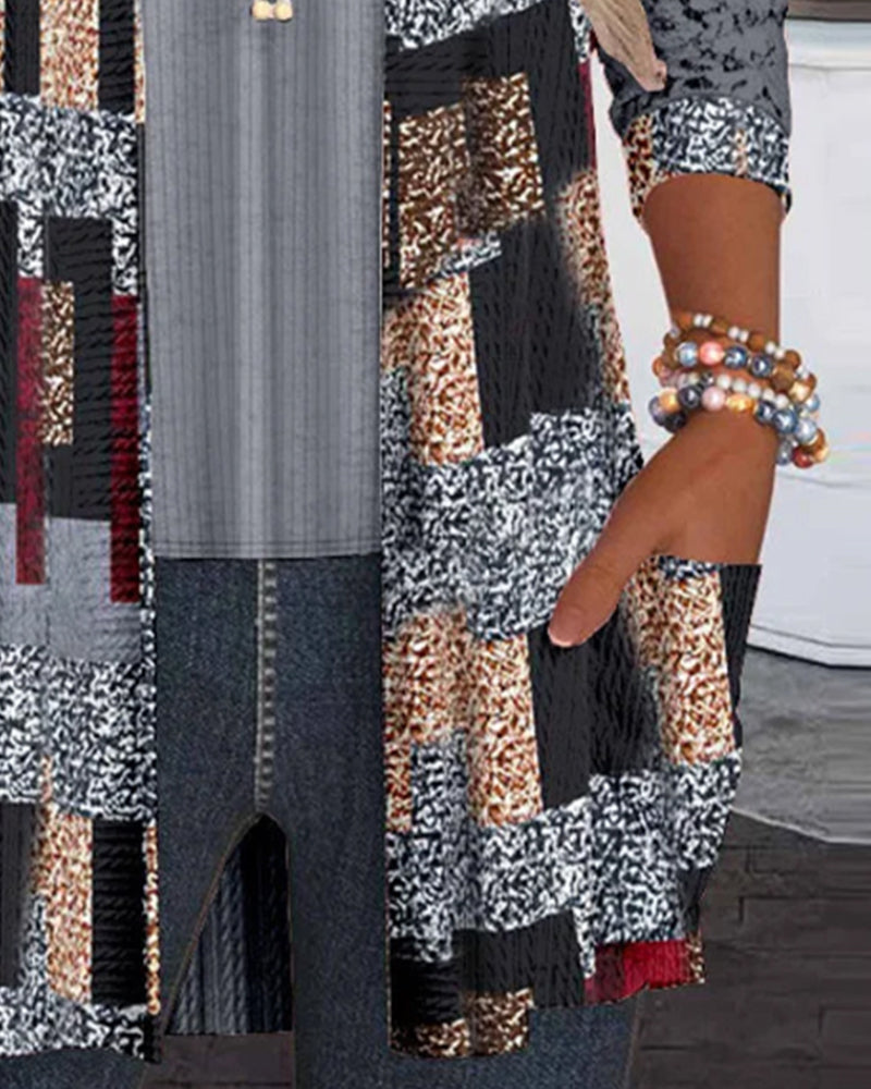 Bluzka z długim rękawem, nadrukiem i dwuczęściowym wyglądem