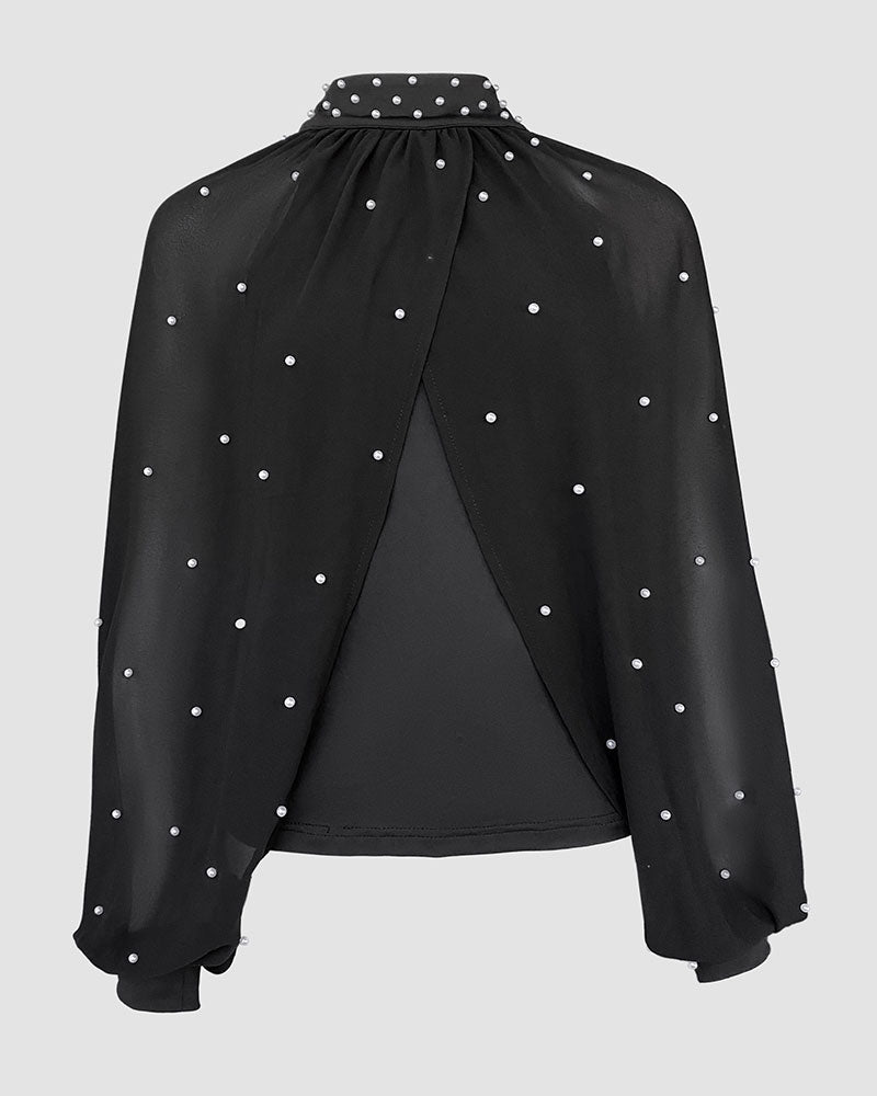 Top w eleganckim stylu z rękawami typu lampion