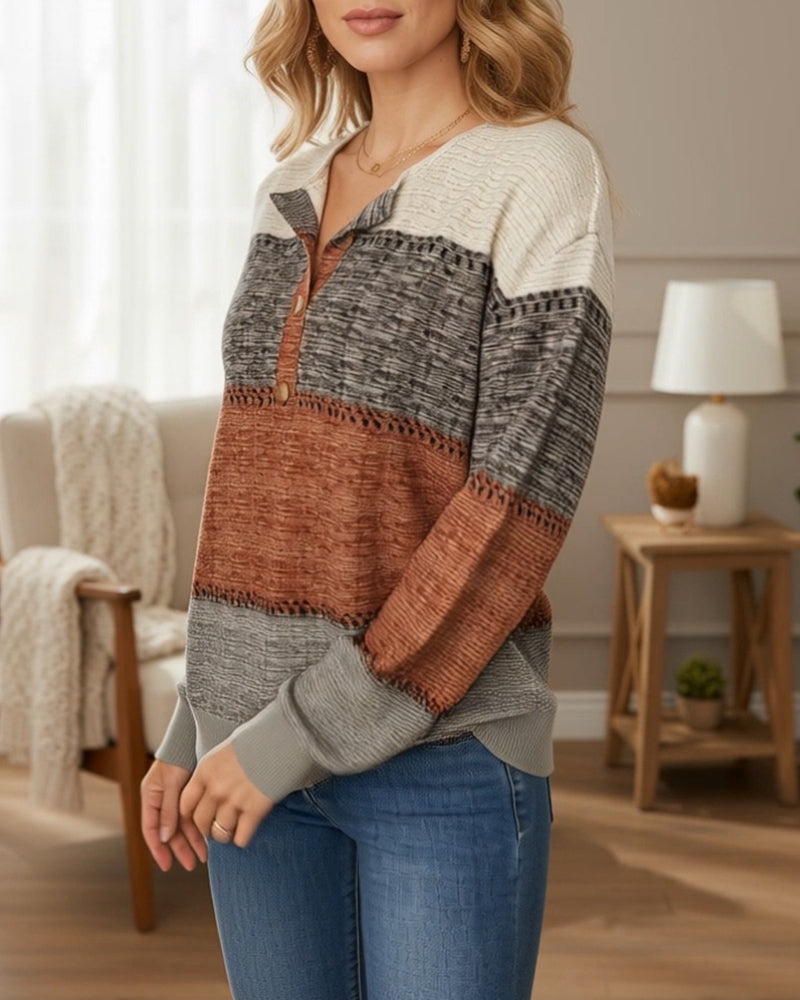 Sweter zapinany na guziki, modny, w blokowym kolorze