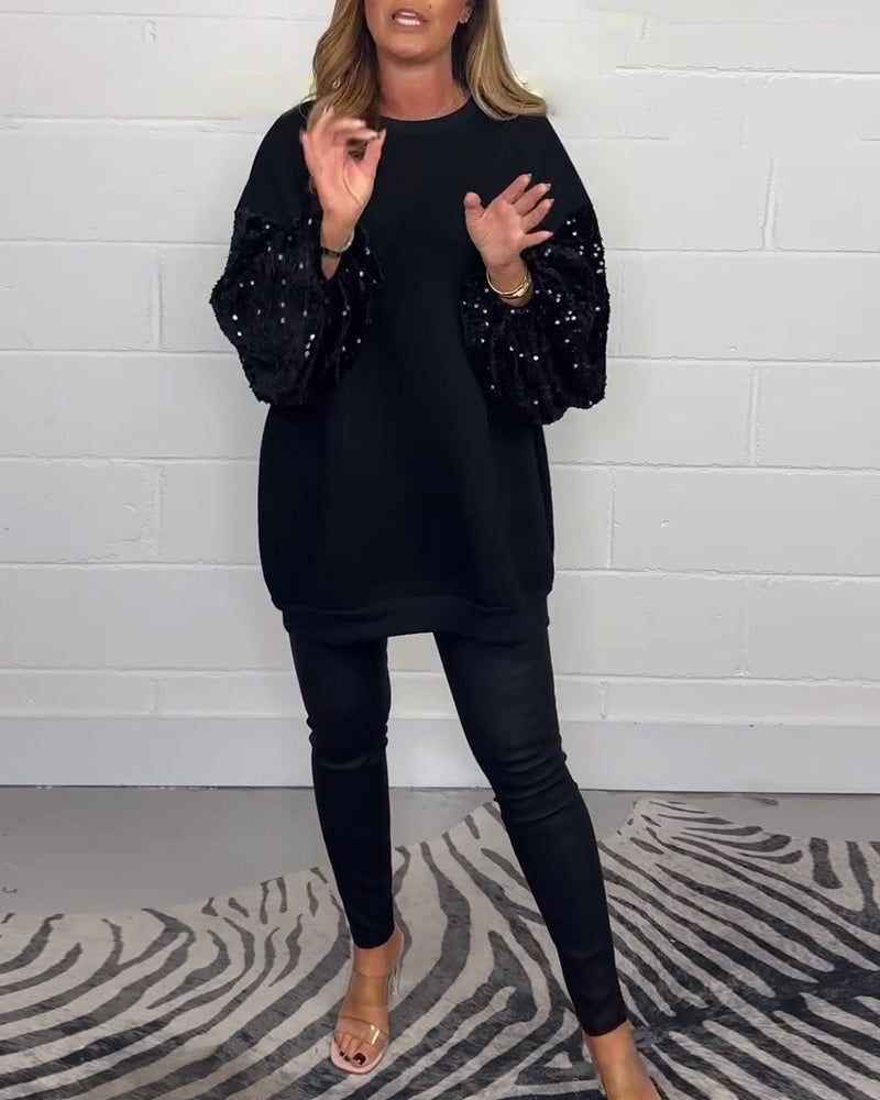 Luźna bluza z okrągłym dekoltem i długimi rękawami