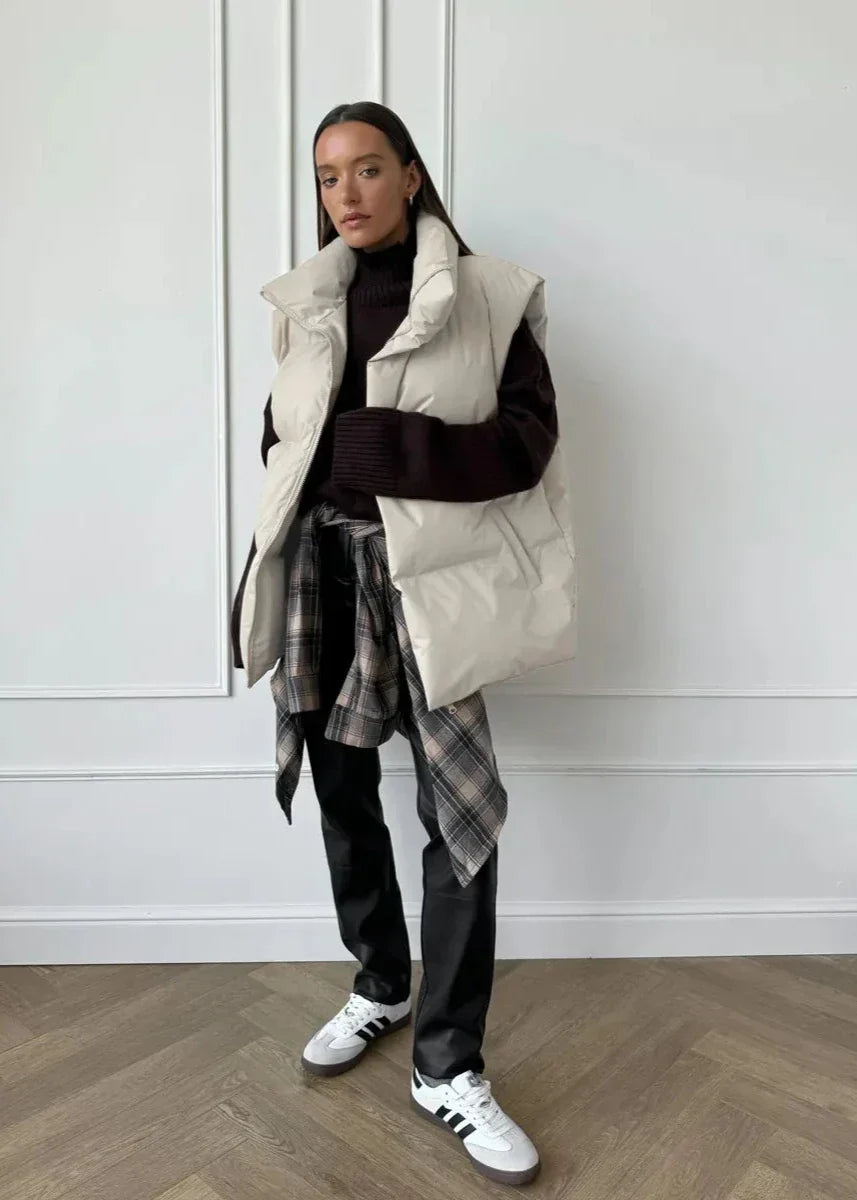 Pikowana kamizelka bawełniana – stylowa damska odzież wierzchnia bez rękawów