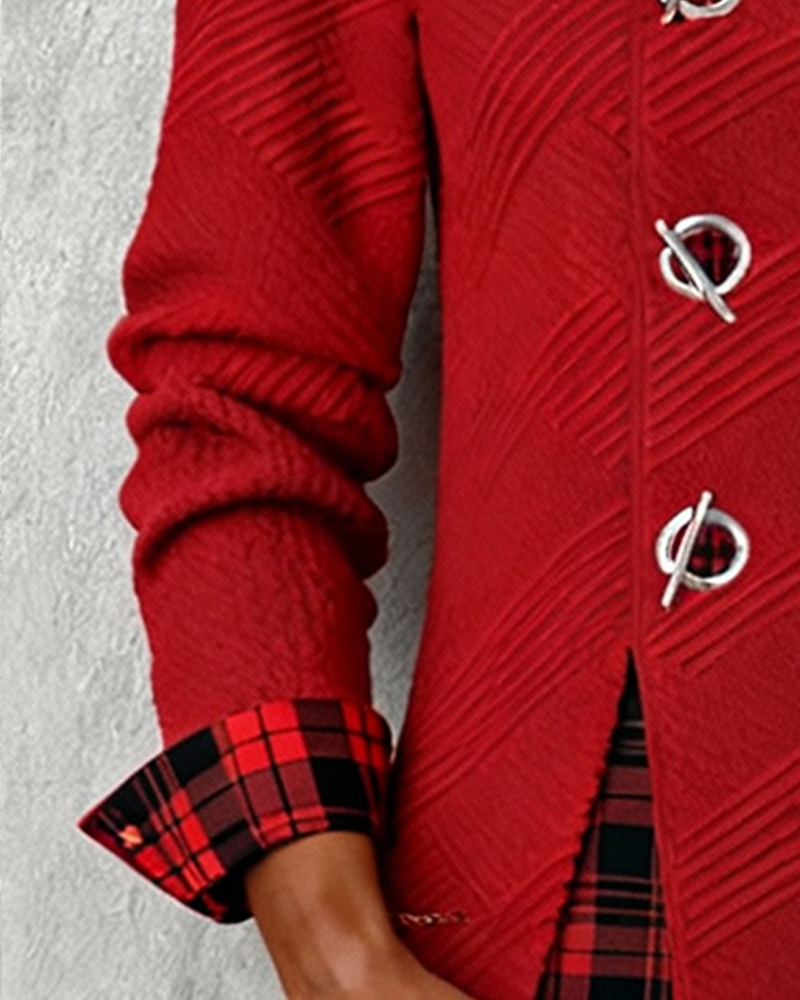 Stylowa bluzka z kratkowanym wzorem patchworkowym