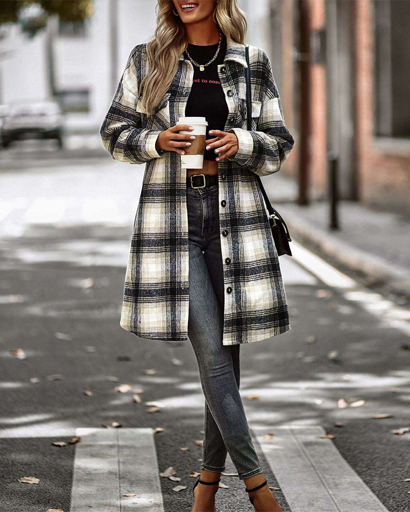 Koszula w kratkę z kieszonką na co dzień