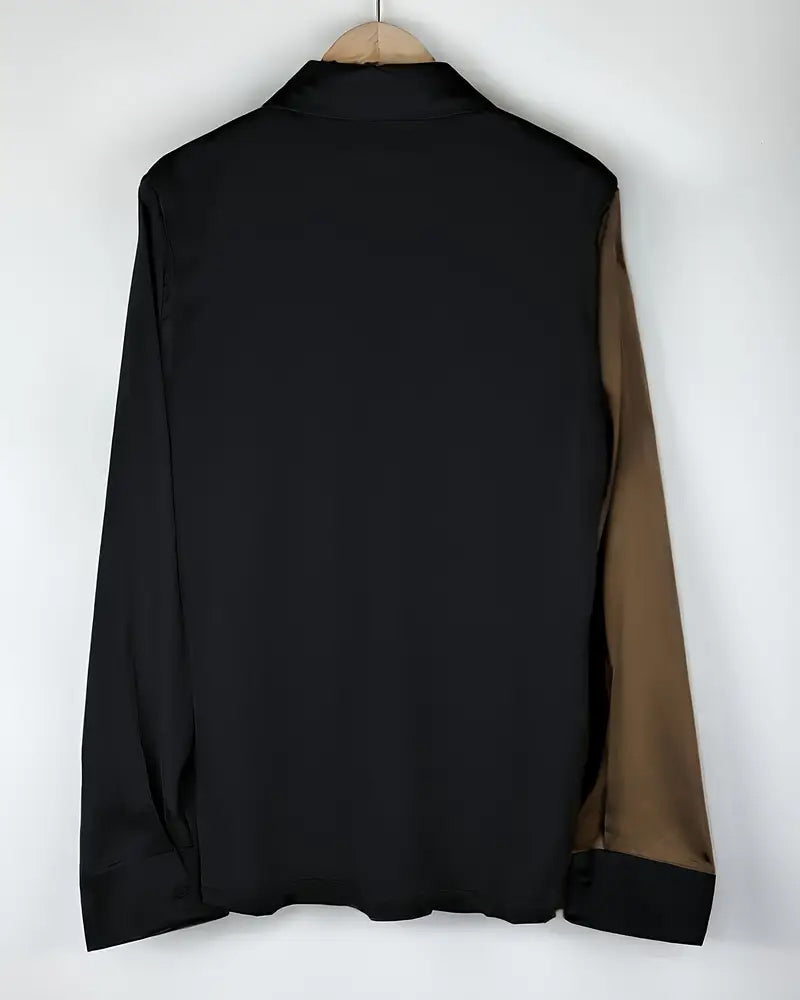 Koszula modna biznesowa satynowa w blokach kolorów