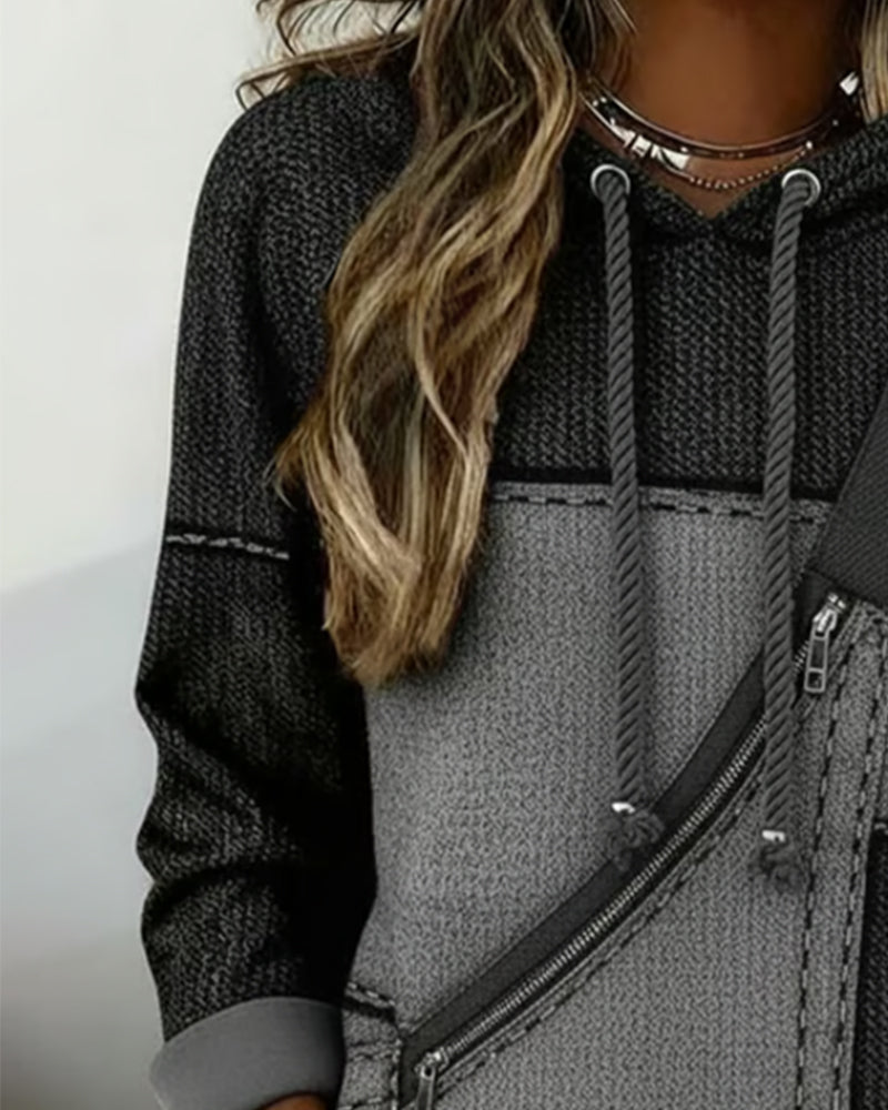 Stylowa bluza z kapturem i blokami kolorów