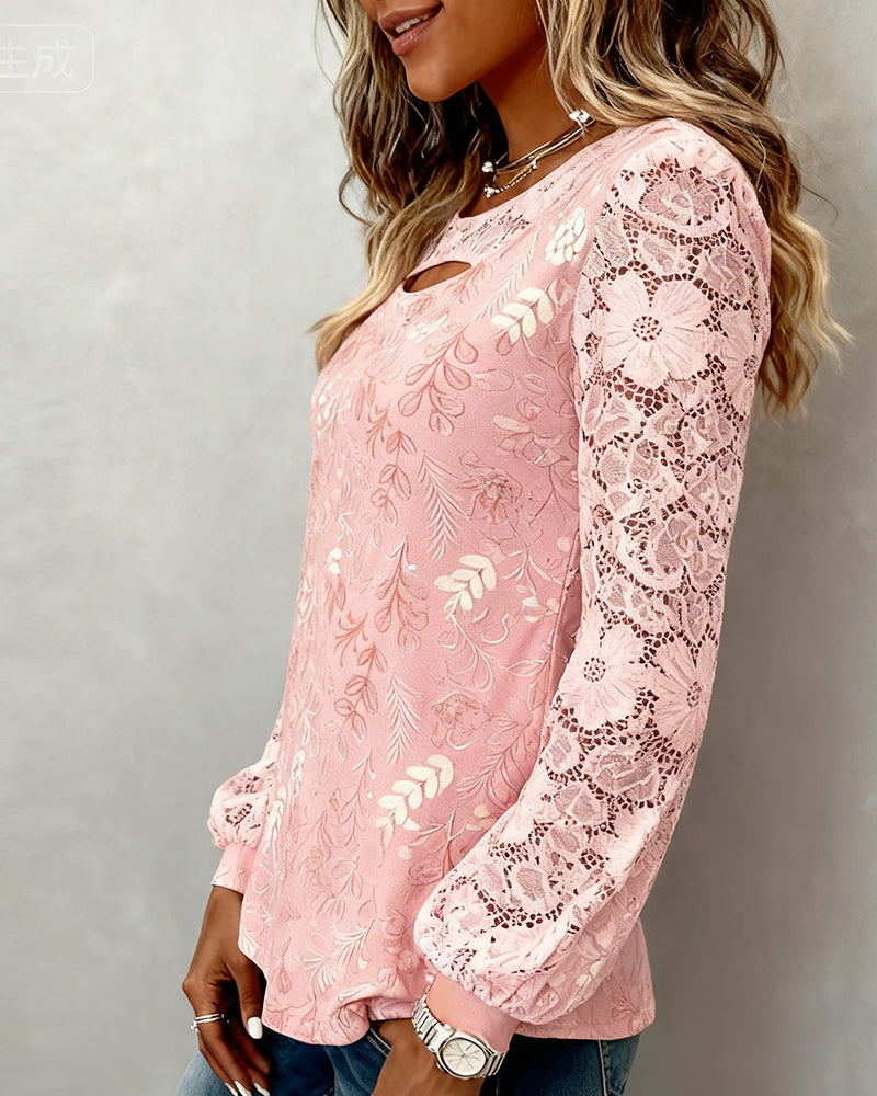 Modna bluzka z wycięciami i patchworkowymi detalami