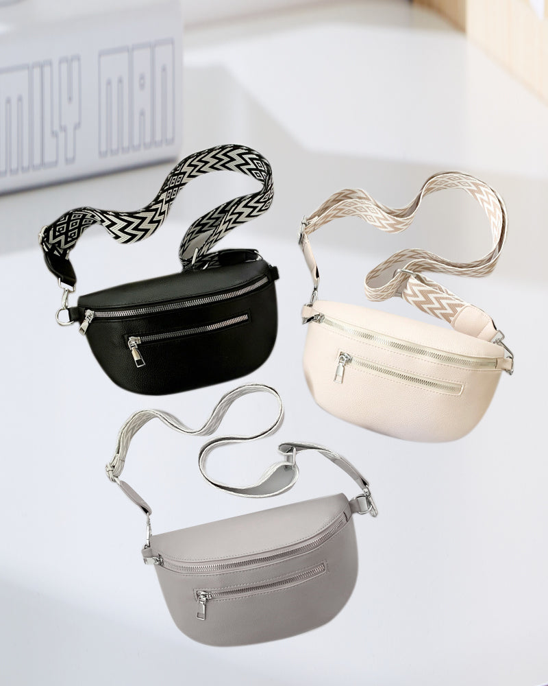 Torba na ramię z zamkiem błyskawicznym i kontrastującymi paskami
