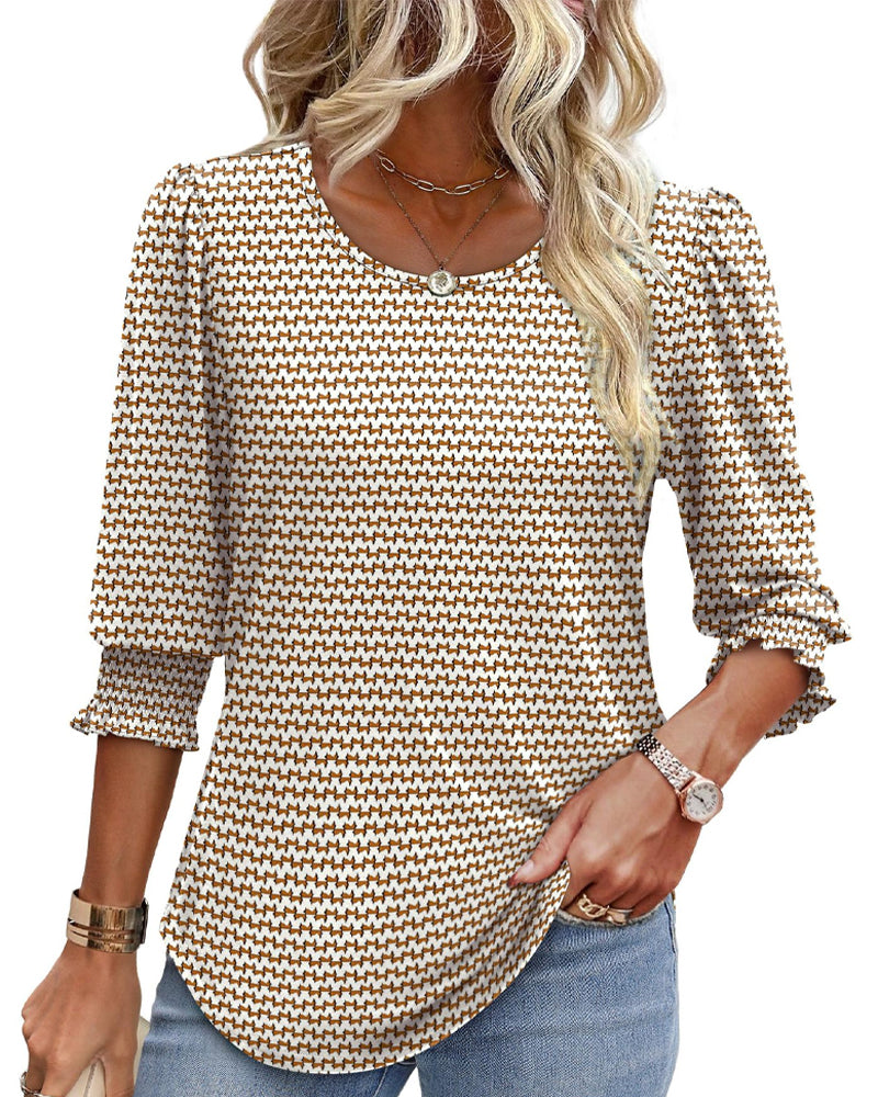 Bluzka z bufiastymi rękawami i nadrukiem