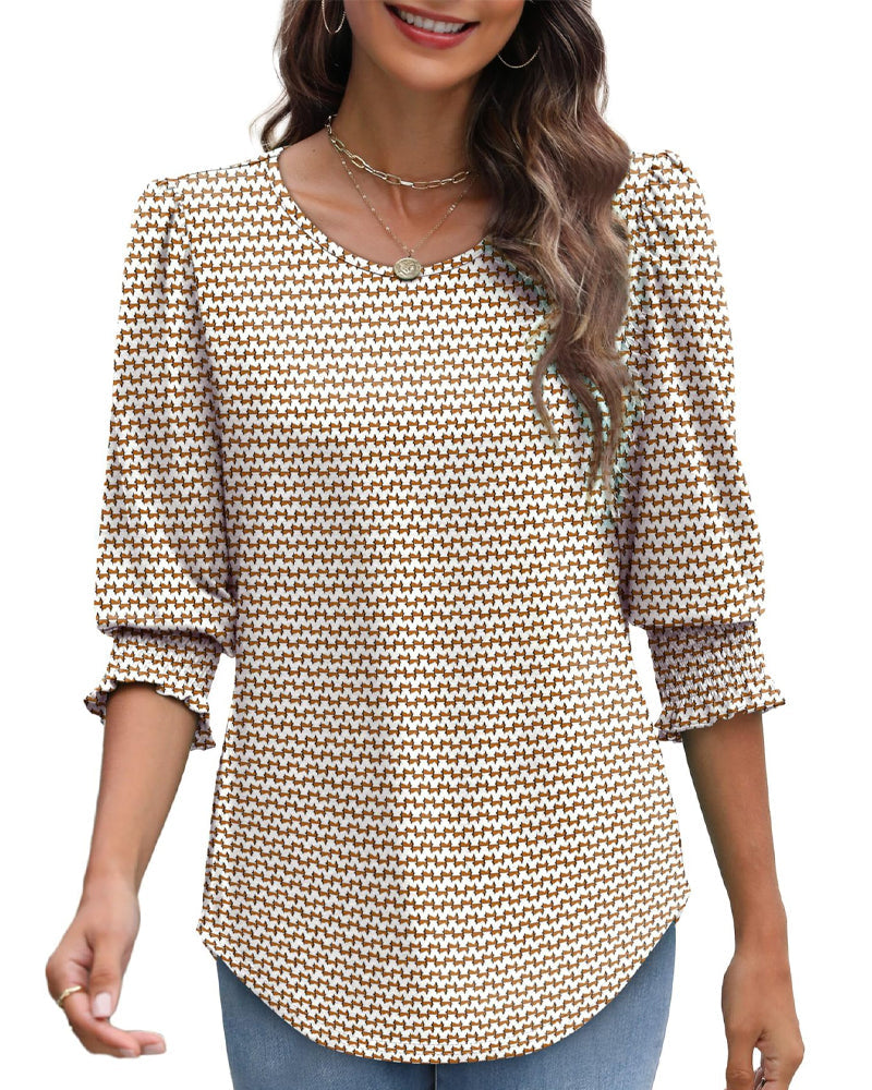 Bluzka z bufiastymi rękawami i nadrukiem