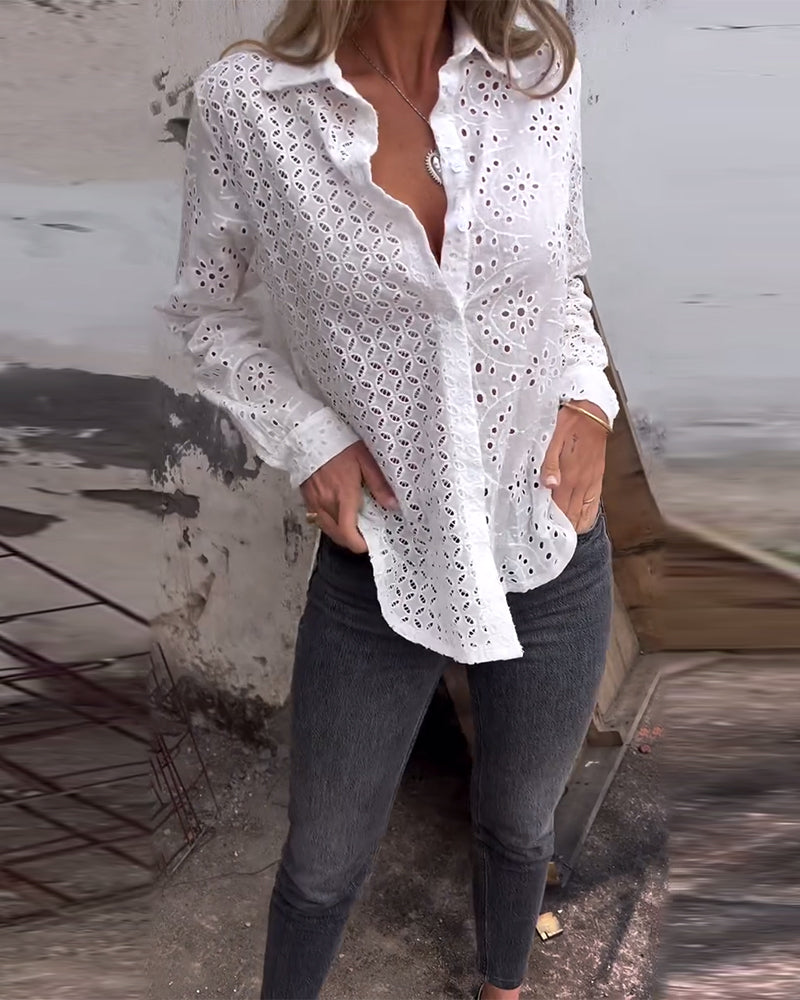 Koszula z długim rękawem i wycięciem na klapie