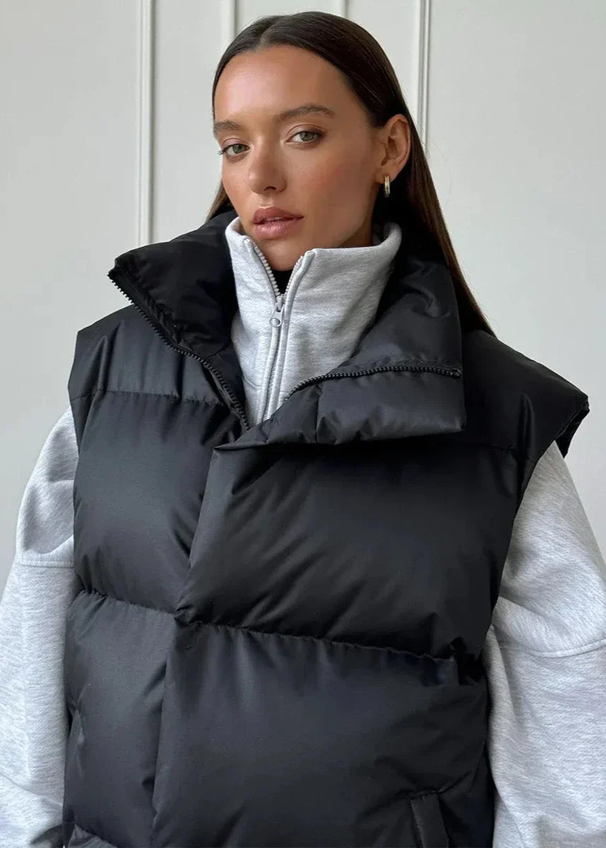 Pikowana kamizelka bawełniana – stylowa damska odzież wierzchnia bez rękawów