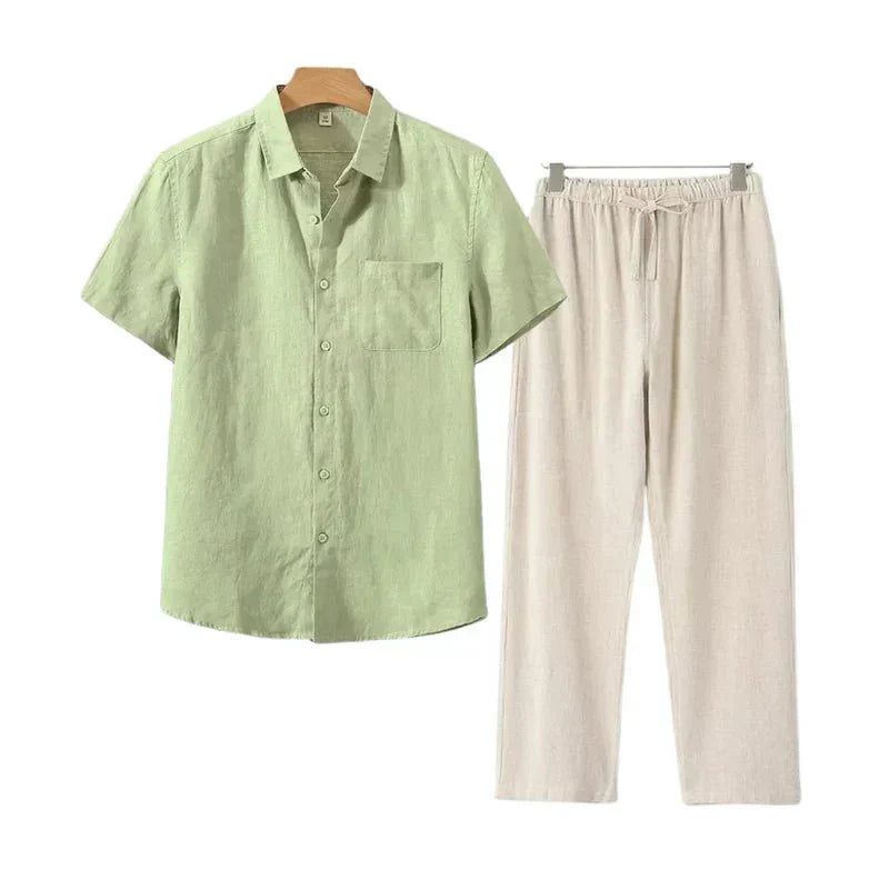 Juvana - Lniany kombinezon z krótkim rękawem