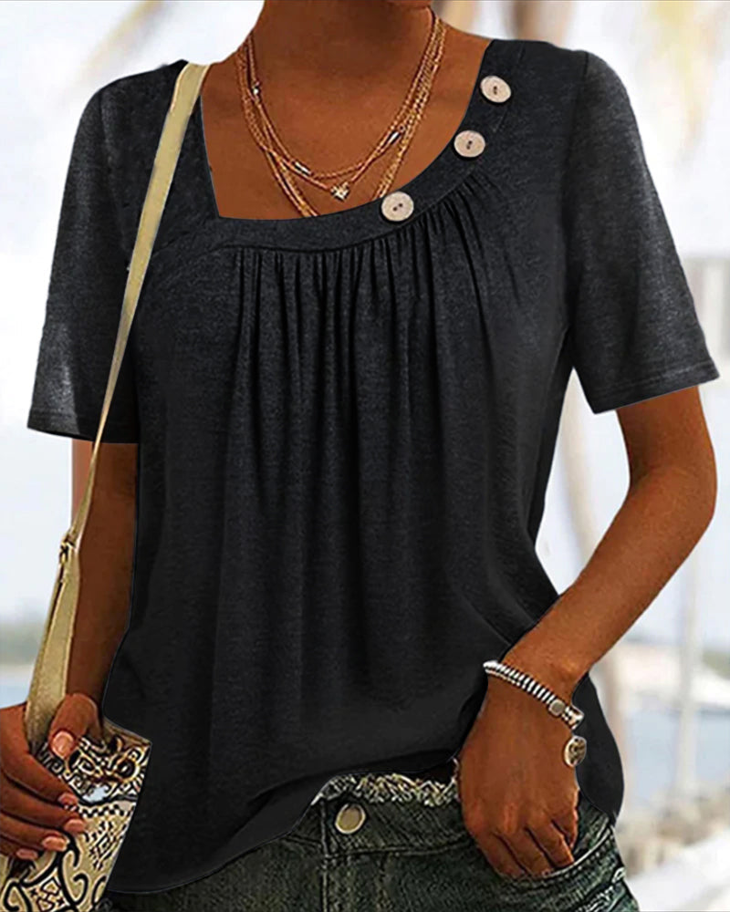 Szara bluzka z ozdobnymi guzikami