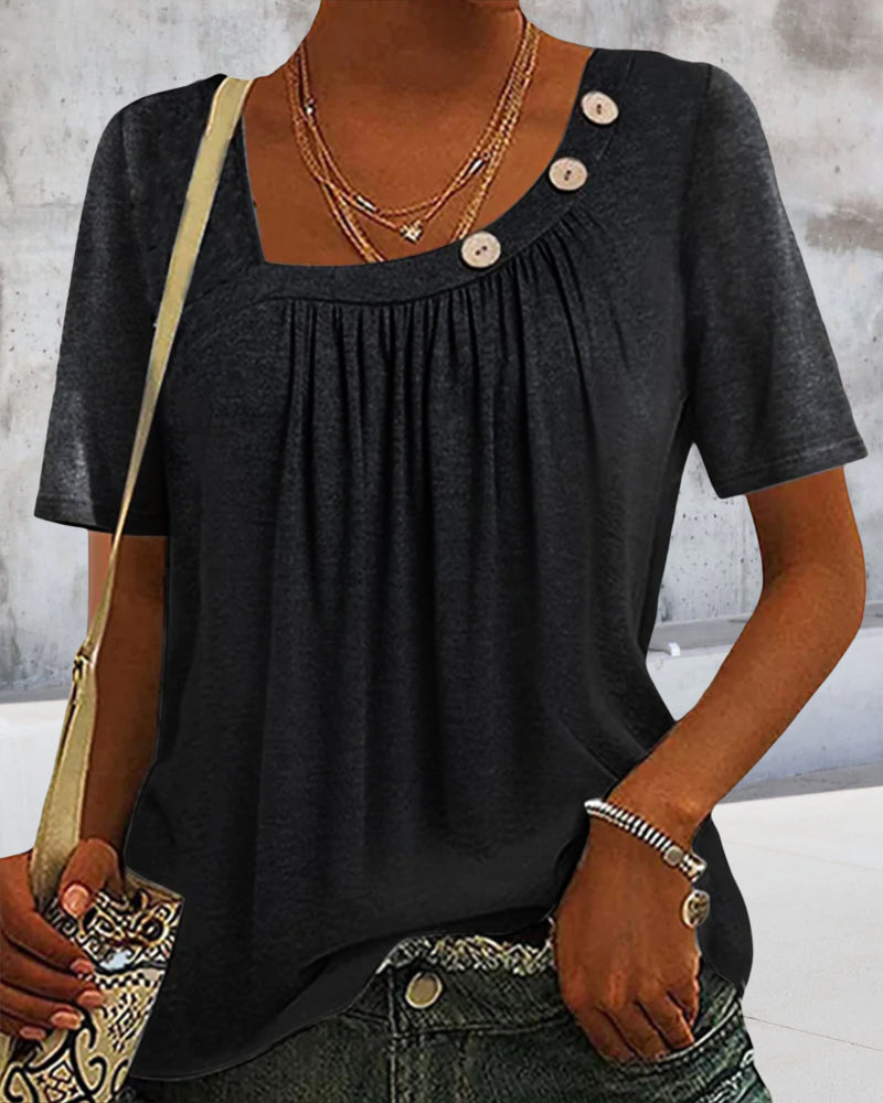 Szara bluzka z ozdobnymi guzikami