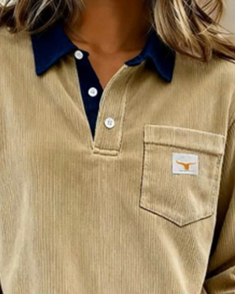 Modna bluza z kołnierzykiem zapinanym na guziki