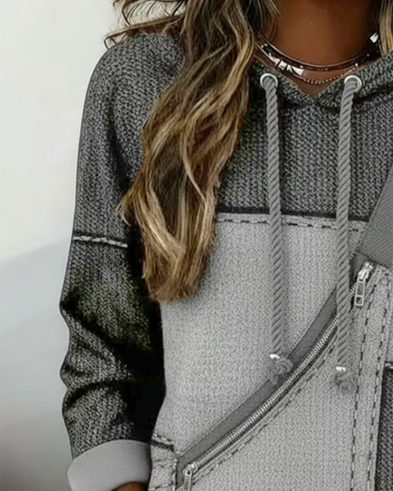 Stylowa bluza z kapturem i blokami kolorów