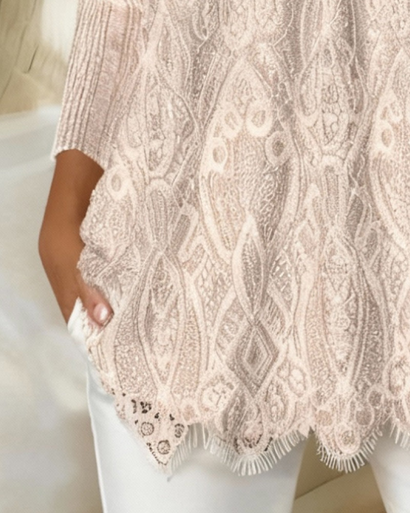 Top z kwadratowym dekoltem pod pachami, koronkowy