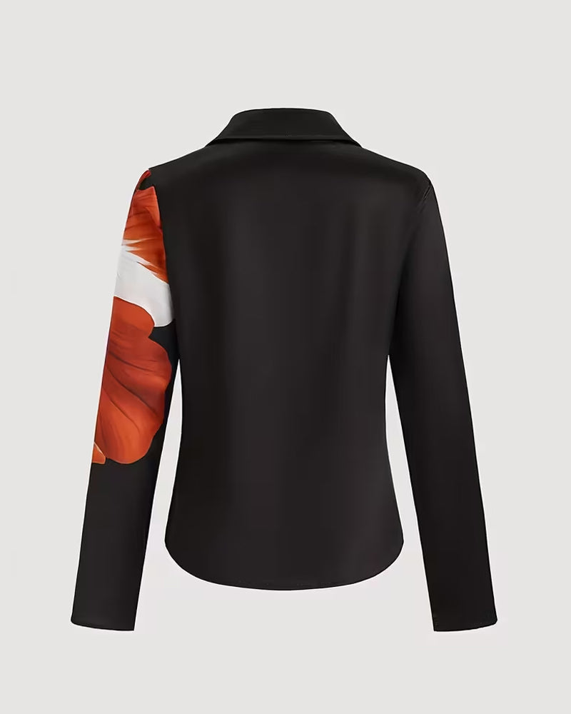 Bluzka z klapami, prostymi ramionami i nadrukiem