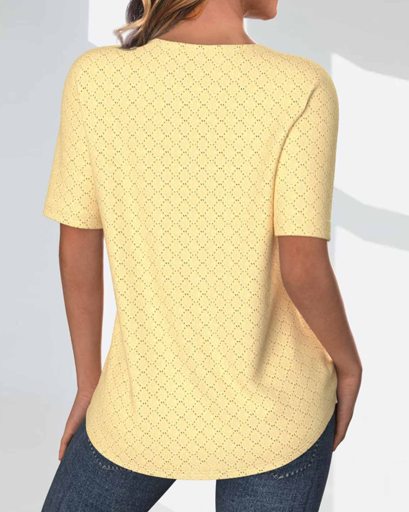 Prosty, swobodny top z krótkimi rękawami