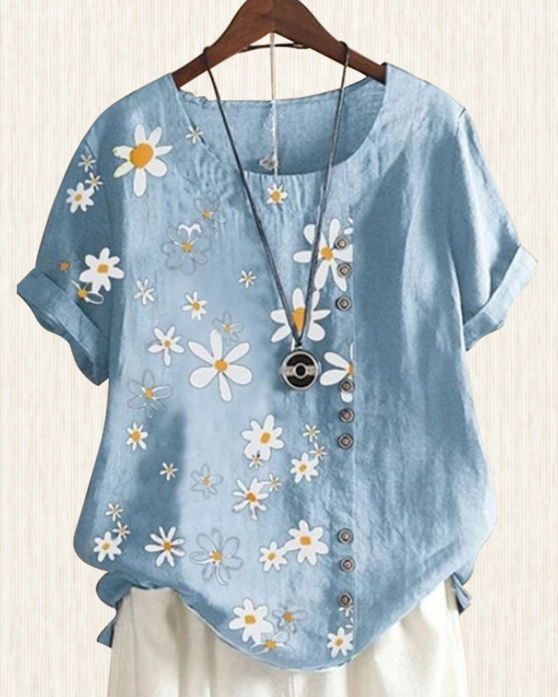 Luźna bawełniana koszula z krótkim rękawem