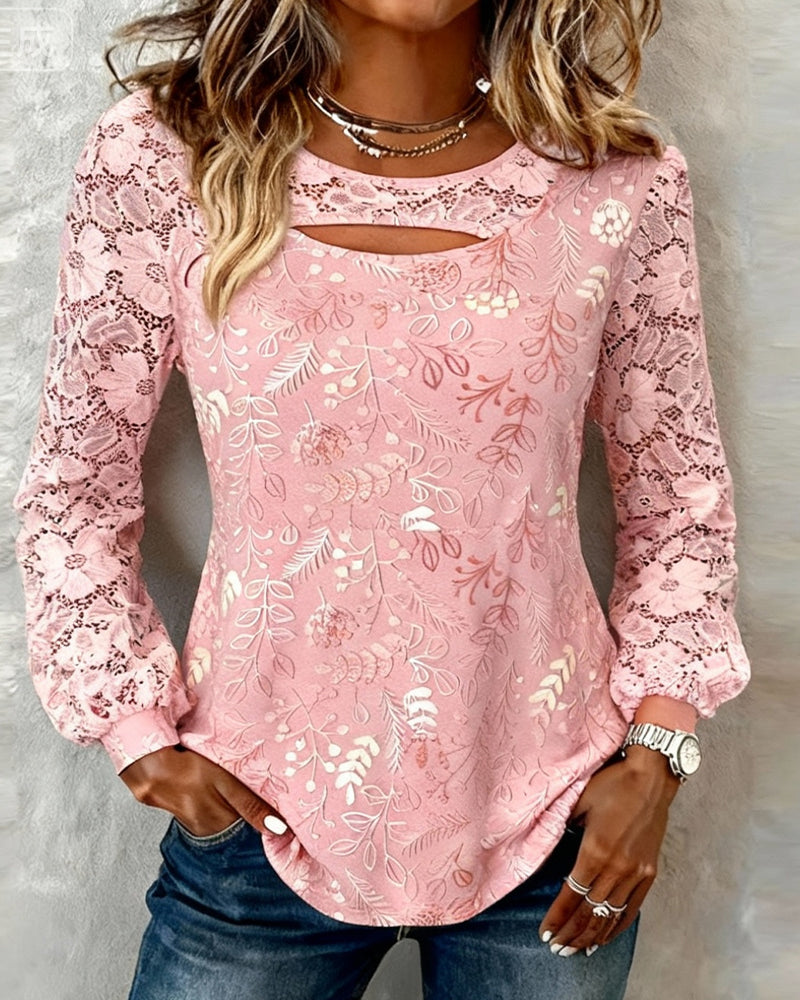 Modna bluzka z wycięciami i patchworkowymi detalami