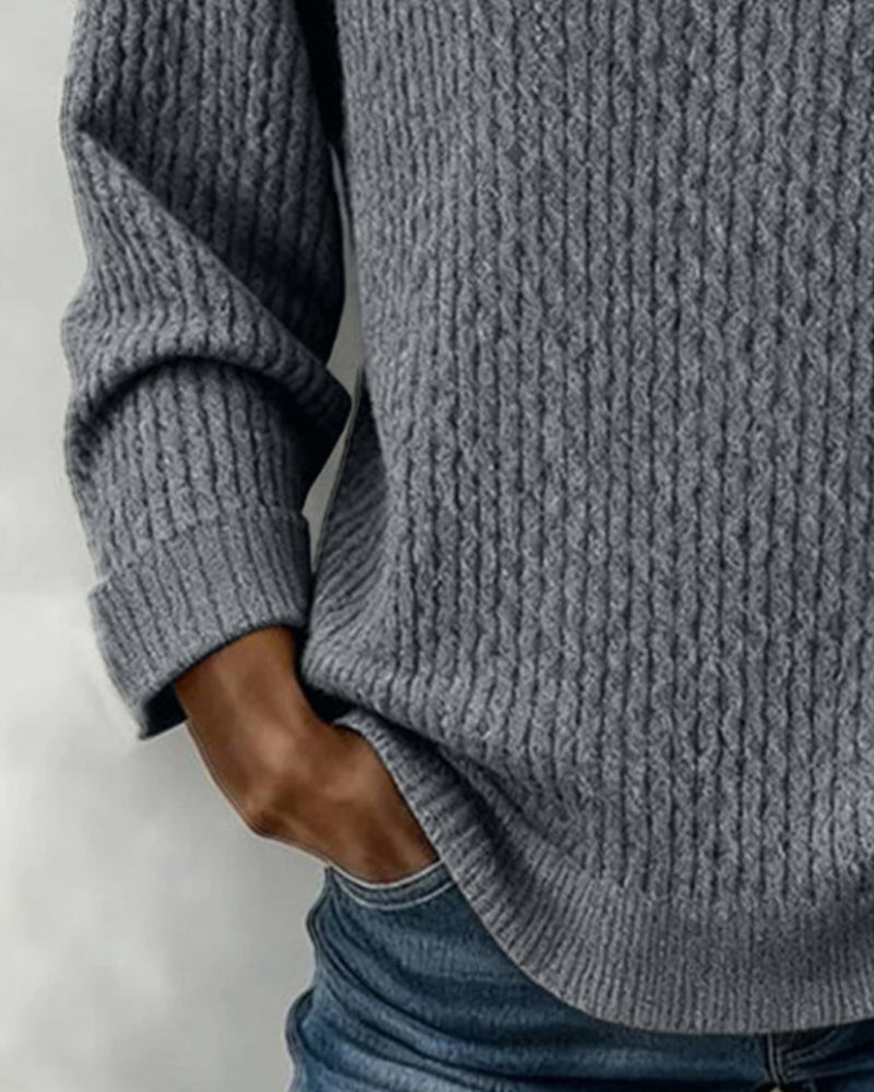 Bluza casualowa z długim rękawem, w jednolitym kolorze