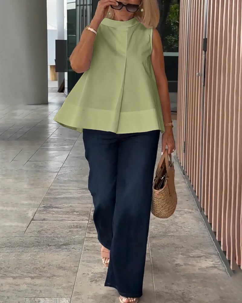 Bluzka bez rękawów prosta prosta