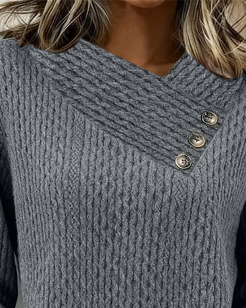 Bluza casualowa z długim rękawem, w jednolitym kolorze